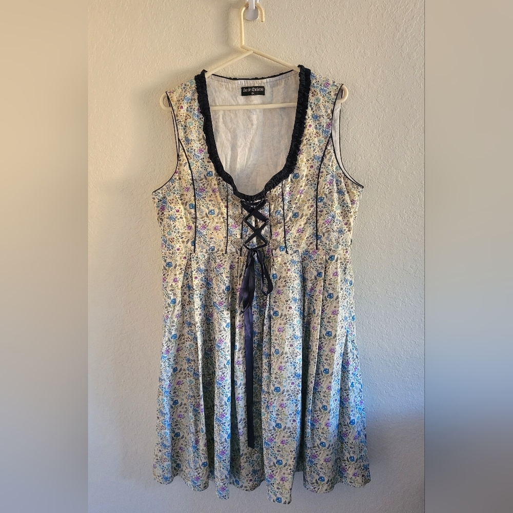 Scarlet Darkness Ditzy Floral Lace-Up Mini Dress. Sz. 2XL.  Cosplay Ren Fair